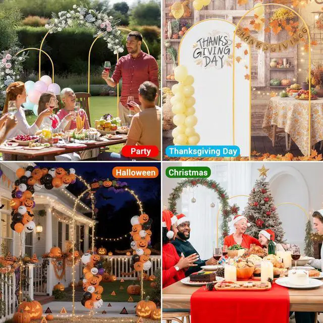 Alt view image 6 of 6 - Arch Backdrop Stand 7.2FT, 6.6FT, 6FT Set of 3 Gold Metal Wedding Balloon Arch Stand for Birthday Anniversary Graduation Ceremony Opening Ceremonies Christmas New Year Garden Decorations