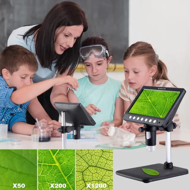 Alt view image 4 of 6 - 7 Inch 1080P Digital Microscope,1200X Magnification,8 LED Lights,32GB TF Card Included, Rechargeable Battery, Handheld USB Microscope Camera for PCB Repair,Soldering, Coin,Stamp,Jewelry Inspection