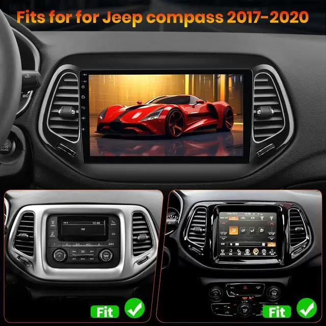 Alt view image 3 of 6 - Android 13 Car Stereo for Jeep Compass 2017 2018 2019 2020, 10" Touchscreen Radio for Jeep Compass with Wireless CarPlay&Android Auto, GPS Navigation WiFi AM FM - 2GB+64GB