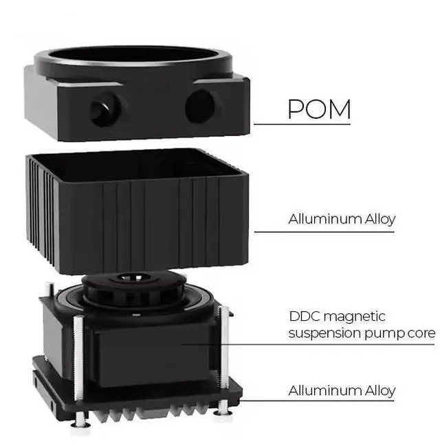 Alt view image 2 of 6 - Dracaena.io High Flow 780L/H PC Water Pump Reservoir Combo, 12V 18W Brushless Microprocessor Pump, 56m Head, G1/4 Thread, Acrylic+POM Tank 100ml, 4-Pin Connector, Black