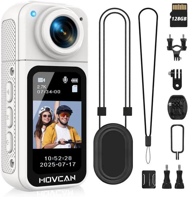 Main image of S70 Body Camera with Audio and Video Recording, HD 1520P Body Cam with 180° Rotating Lens, Thumb Size Hands Free Recording Body Worn Camera, Portable Camcorder for Work (128GB, White)