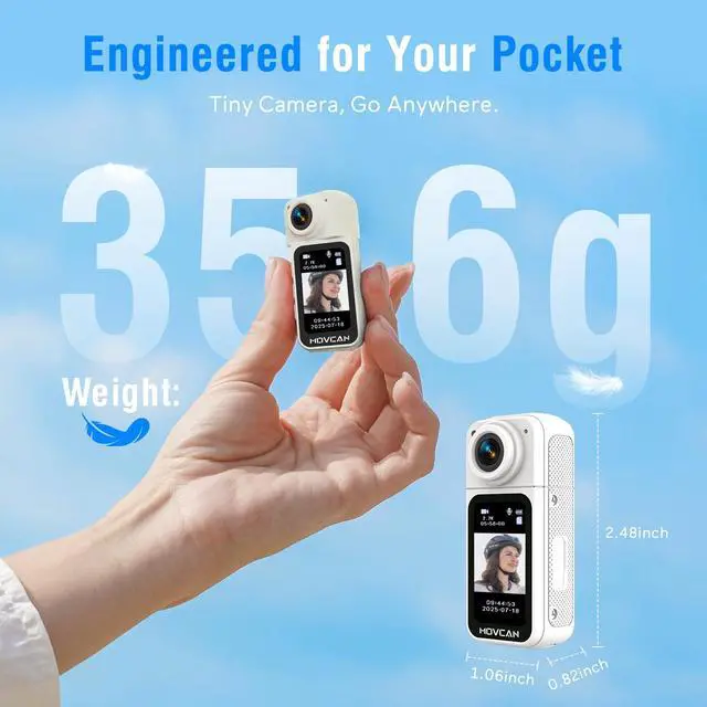 Alt view image 2 of 6 - S70 Body Camera with Audio and Video Recording, HD 1520P Body Cam with 180° Rotating Lens, Thumb Size Hands Free Recording Body Worn Camera, Portable Camcorder for Work (128GB, White)