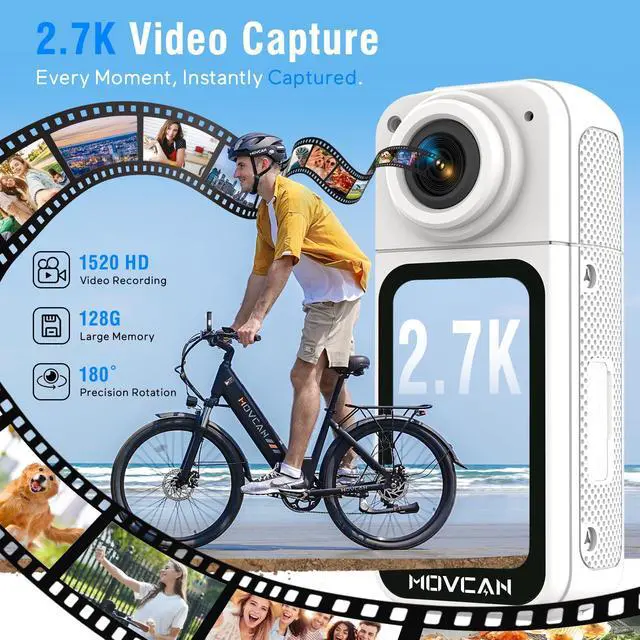Alt view image 6 of 6 - S70 Body Camera with Audio and Video Recording, HD 1520P Body Cam with 180° Rotating Lens, Thumb Size Hands Free Recording Body Worn Camera, Portable Camcorder for Work (128GB, White)