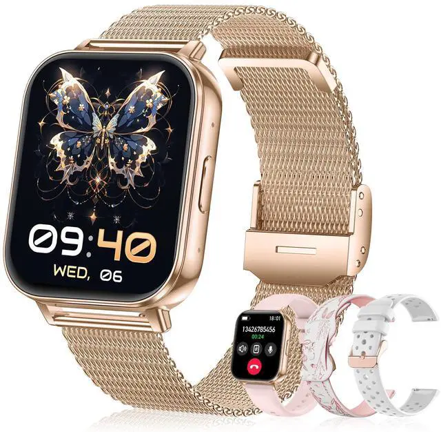 Main image of Smart Watch for Women,1000mAh Battery Answer/Make Call,1.85'' Fitness Watch with Heart Rate/SpO2/Sleep Monitor/Health Cycle/Activity Tracker/120+ Sport for Android/iOS Compatible(4 Straps, Rose Gold)