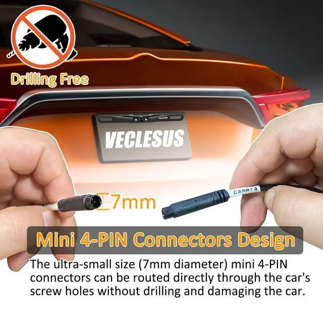 Alt view image 6 of 6 - VT1 1080P Wired Car Backup Camera Kit, Easy to Install for Continuous or Reversing Viewing, 4.3" in-Mirror Clip-on Monitor with HD Backup Camera for Cars, Pickups, SUVs, Vans, Sedans, Trucks