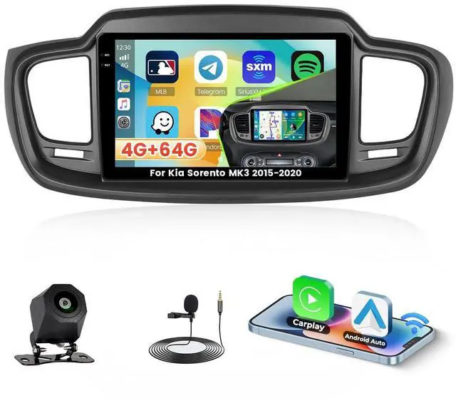 Main image of 4+64G Android 15 Car Radio for Kia Sorento MK3 2015-2020, 10.1" Touchscreen for Sorento Car Stereo, 1280 * 720, Wireless CarPlay Android Auto, 5GHz WiFi, Bluetooth 5.0, EQ, GPS, Backup Camera