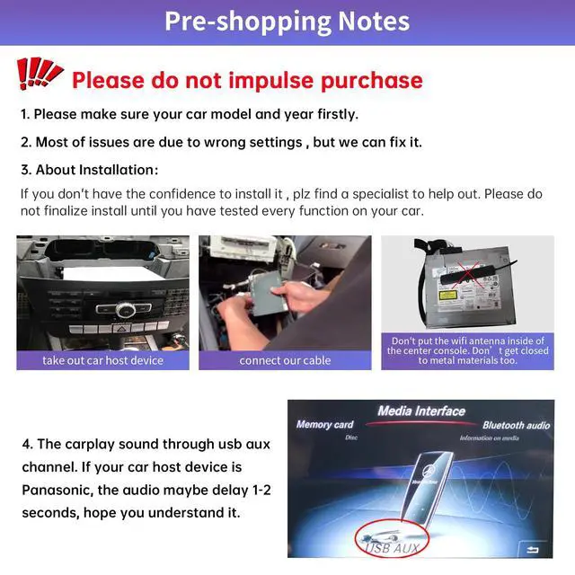 Alt view image 6 of 6 - Wireless CarPlay Interface Decoder for Mercedes-Benz NTG5.0 | For B/C/E/G/S/V/GLC/CLA/GLA/GLE/GLS Class (2015-2018), Support Wireless Carplay, Android Auto, MirrorLink