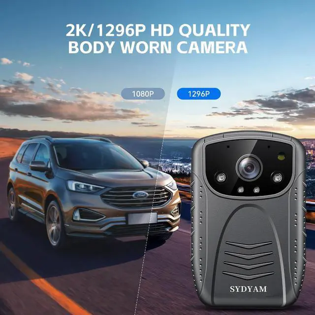 Alt view image 2 of 6 - SYDAYM 2K Police Body Camera, 13Hrs Battery, H.265 Encoding, Body Cameras with Audio and Video Recording, Body Cam for Personal Protection Hiking Law Enforcement (128GB)