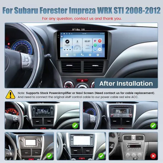 Alt view image 2 of 6 - 4+128G Radio for Subaru Forester Impreza WRX STI 2008-2012, 9" Touch Screen Bluetooth Radio with Wireless CarPlay/Android Auto, 5GHz WiFi, Bluetooth 5.0, EQ, GPS Navigation, 1280 * 720, Backup Camera