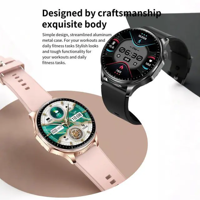 Alt view image 6 of 6 - Smart Watch with Earbuds,2 in 1 TWS Smartwatches,1.43" Colorful AMOLED Display Smartwatch for Android iOS,Waterproof Fitness Tracker Long Time Standby (Pink)