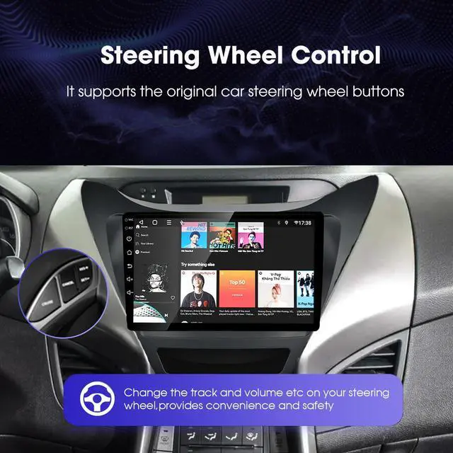 Alt view image 6 of 6 - for 2011 2012 2013 Hyundai-Elantra-Radio,with Wireless Carplay&Android Auto | 2G RAM 32G ROM,1280x720 HD Touch Screen Head Unit Bluetooth USB FM RDS