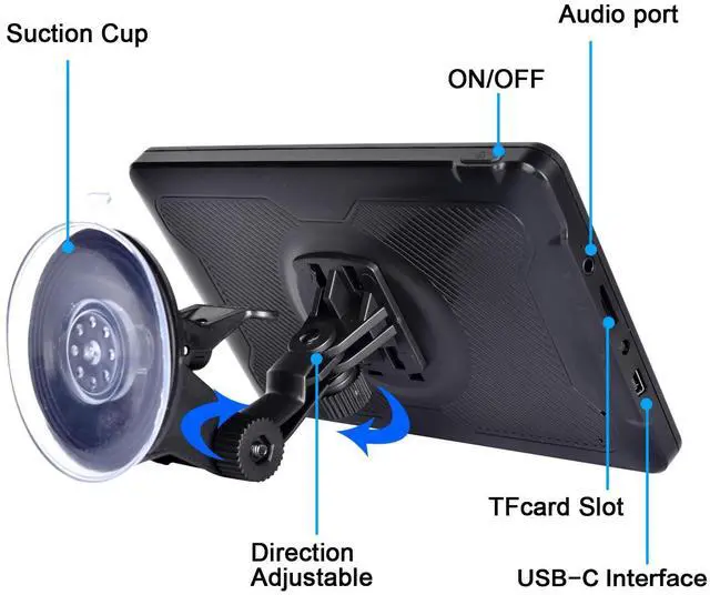 Alt view image 2 of 6 - 7-inch Car Navigation GPS ,GPS Navigation for Truck & RV & Car, Driver Alerts, Turn-by-Turn Directions, 2026 Map and Free Update Map
