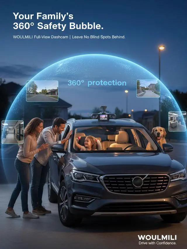 Alt view image 6 of 6 - Full View Car Dashcam Wireless System 360 Car DVR WiFi 4 Channel Dash Cam Video Recorder Camera for Cars, Front and Rear Inside with Infrared Lamps Night Vision (32G)
