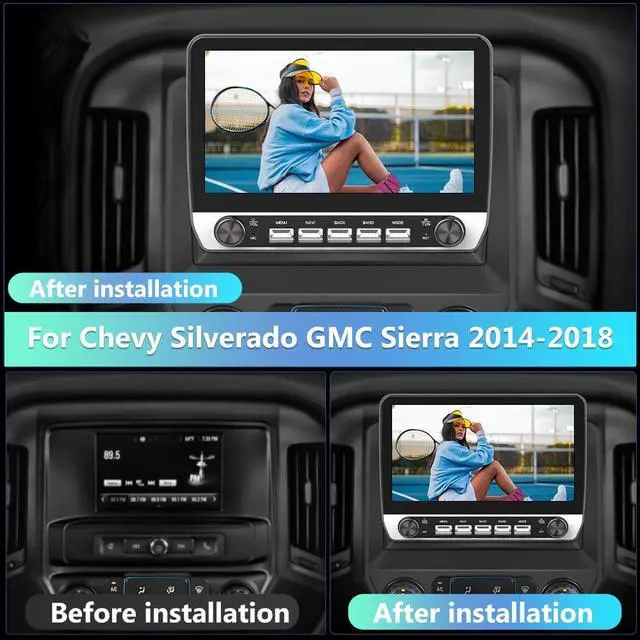Alt view image 2 of 6 - 10'' 2GB+64GB Car Radio Stereo for Chevy Silverado/GMC Sierra 2014-2018 with Buttons & Knobs, Android 13 with CarPlay Android Auto Bluetooth GPS FM Support Backup Camera