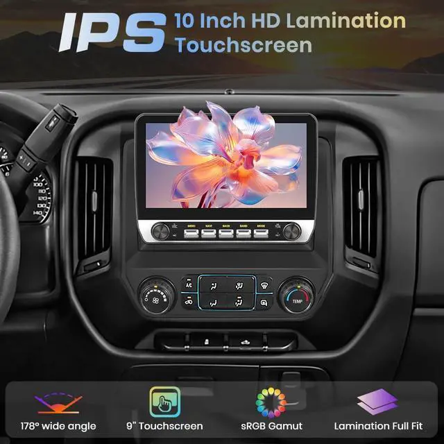 Alt view image 4 of 6 - 10'' 2GB+64GB Car Radio Stereo for Chevy Silverado/GMC Sierra 2014-2018 with Buttons & Knobs, Android 13 with CarPlay Android Auto Bluetooth GPS FM Support Backup Camera