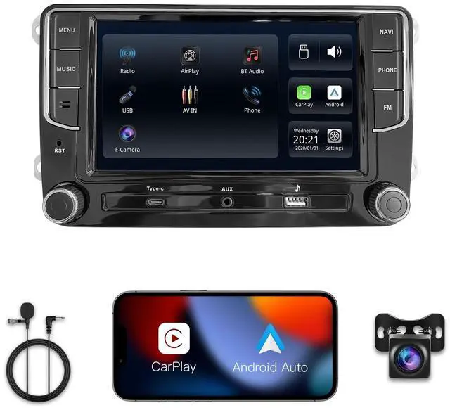 Main image of Stable Linux System 7" Car Stereo for VW Golf Passat Jetta Tiguan,Plug & Play Retains Original Screen & Buttons,Wireless CarPlay & Android Auto,Double Din Radio with Backup Camera