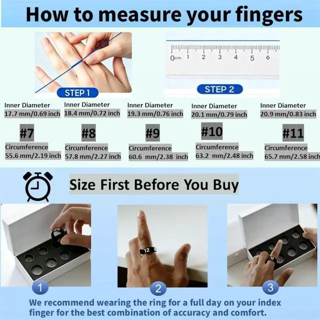 Alt view image 2 of 6 - Smart Health Ring for MenWomen, Waterproof Fitness Tracker Ring with Heart Rate, Blood Oxygen, Sleep, Step Counting, Vibration Alerts Smart Ring, No APP Fee for iOS & Android (Silver, 9)