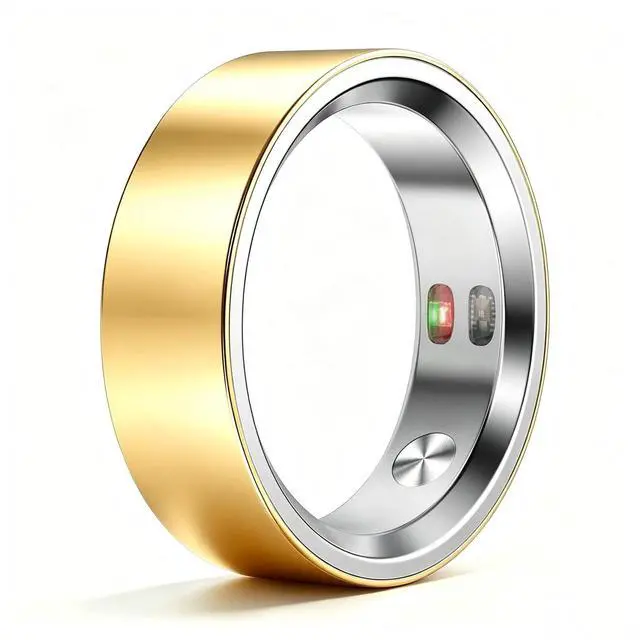 Main image of Smart Rings for Men, Silent Vibration Alerts Ring with Fitness, Sleep Monitoring, Step Counting, HR Tracker Ultra-Thin, No APP Fee, 5ATM Waterproof AI Smart Ring for iOS & Android(Gold, 9)