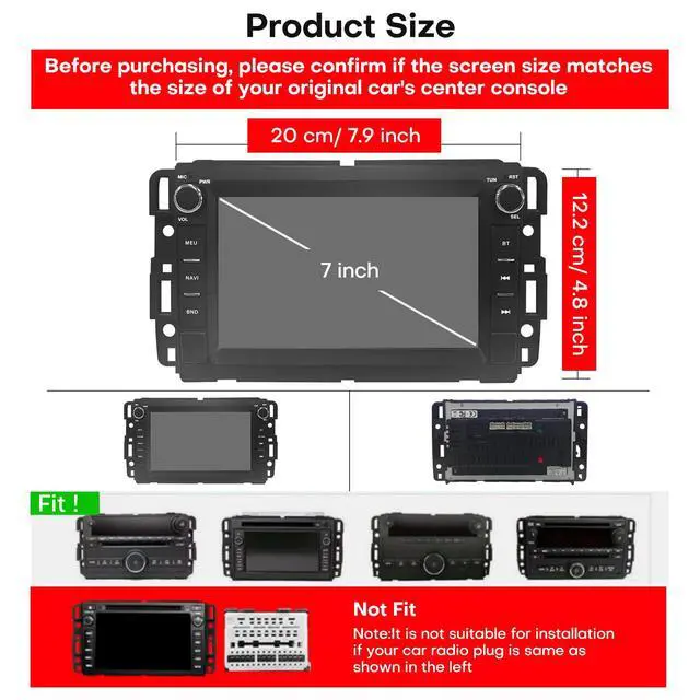 Alt view image 3 of 6 - Car Radio for Chevy Equinox 2007-2009,for GMC Acadia 2007-2012,for Buick Enclave 2008-2012 Upgrade Stereo Radio Head Unit with CarPlay 7 inch Touch Screen Android Auto Bluetooth Backup Camera