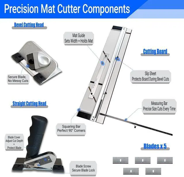 Alt view image 3 of 6 - 32in Mat Cutter for Framing with Precision Bevel & Straight Cutting Heads, Easy-to-Use Mat Board Cutter for Professional Picture Framing, Ideal for DIY Artwork, Crafts