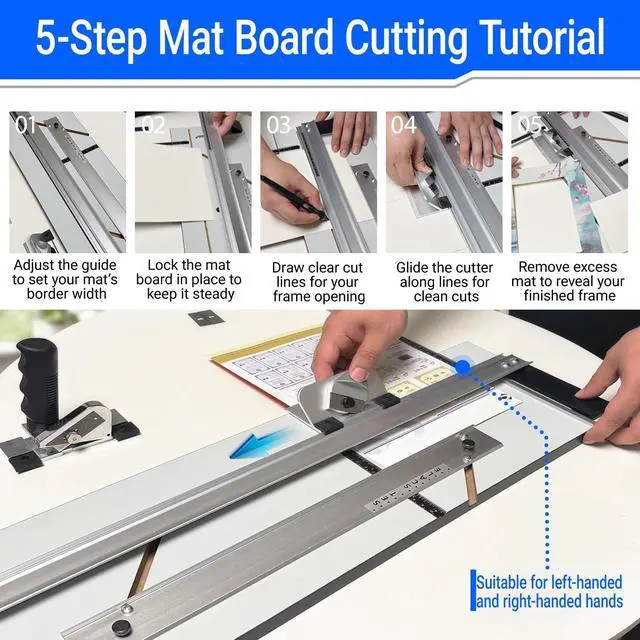 Alt view image 4 of 6 - 32in Mat Cutter for Framing with Precision Bevel & Straight Cutting Heads, Easy-to-Use Mat Board Cutter for Professional Picture Framing, Ideal for DIY Artwork, Crafts