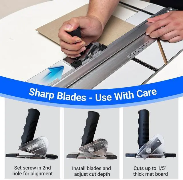 Alt view image 6 of 6 - 32in Mat Cutter for Framing with Precision Bevel & Straight Cutting Heads, Easy-to-Use Mat Board Cutter for Professional Picture Framing, Ideal for DIY Artwork, Crafts