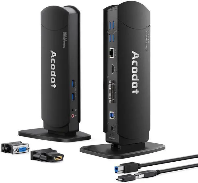 Main image of USB 3.0 Laptop Universal Docking Station Dual Monitor Dock for Windows/ Mac OS/ Surface Pro/ Surface Laptop, with Dual HDMI/ DVI/VGA, 6 USB 3.0 Ports, Gigabit Ethernet, Audio