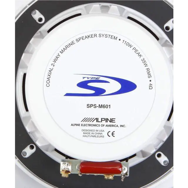 Alt view image 2 of 4 - SPS-M601 110W 6-1/2" 6.5" 2-Way Type-S Marine Coaxial Speakers - Silver