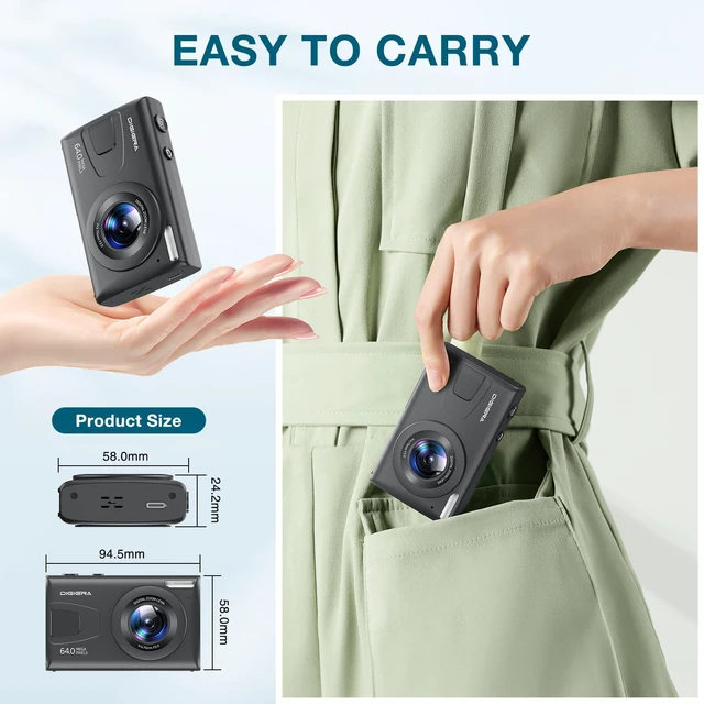 Alt view image 5 of 6 - 4K Digital Camera, 64MP Autofocus Video 18X Zoom 2.4" LCD Screen Vlogging Camera for YouTube, 32GB SD Card USB 2.0 Recharging Li Battery Anti-Shake Compact Camera for Party Beginners, Black