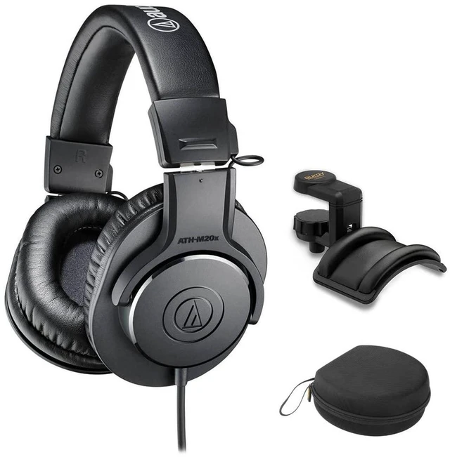 Main image of ATH-M20x Closed-Back Monitor Headphones Bundle with Auray Headphones Holder and Headphone Case