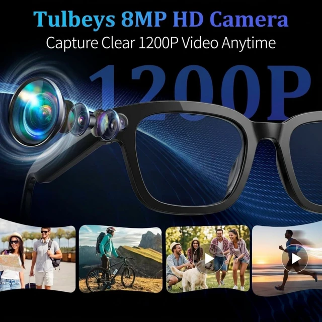 Alt view image 2 of 6 - AI Smart Glasses with Camera, 8MP HD Camera Glasses for Women Men | 1200P HD Video Recording, AI Object Recognition, Voice Assistant, Open-Ear Bluetooth Audio, Photochromic Lenses, Travel, Vlog