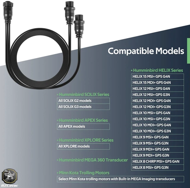 Alt view image 3 of 6 - 720108-1 14 M360 2DDI Y Transducer Adapter Cable, Compatible with Humminbird MEGA 360 and 2D/MDI Transducers, 14-Pin Y Cable