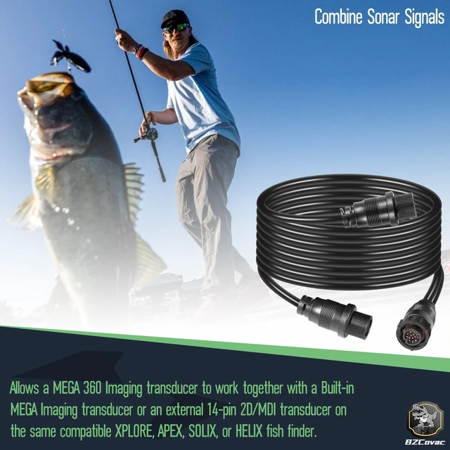 Alt view image 4 of 6 - 720108-1 14 M360 2DDI Y Transducer Adapter Cable, Compatible with Humminbird MEGA 360 and 2D/MDI Transducers, 14-Pin Y Cable