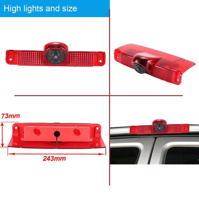 Alt view image 3 of 6 - Car Third Roof Top Mount Brake Lamp Light Rear View Reverse Parking Camera,Replacement for Chevrolet Express GMC Chevy Savana Exporer Vans Cargo Van 2003-2018(with 7 inch Rear View Mirror)