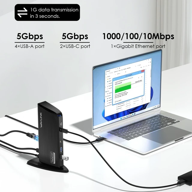 Alt view image 4 of 6 - Displaylink Docking Station, 12-in-1 Triple Monitor Docking Station | 4K HDMI, 2K HDMI, 2K DVI, Gigabit Ethernet, 6X 5Gbps USB A/C, Audio for Mac (DisplayLink Driver Required)/Windows/Chrome