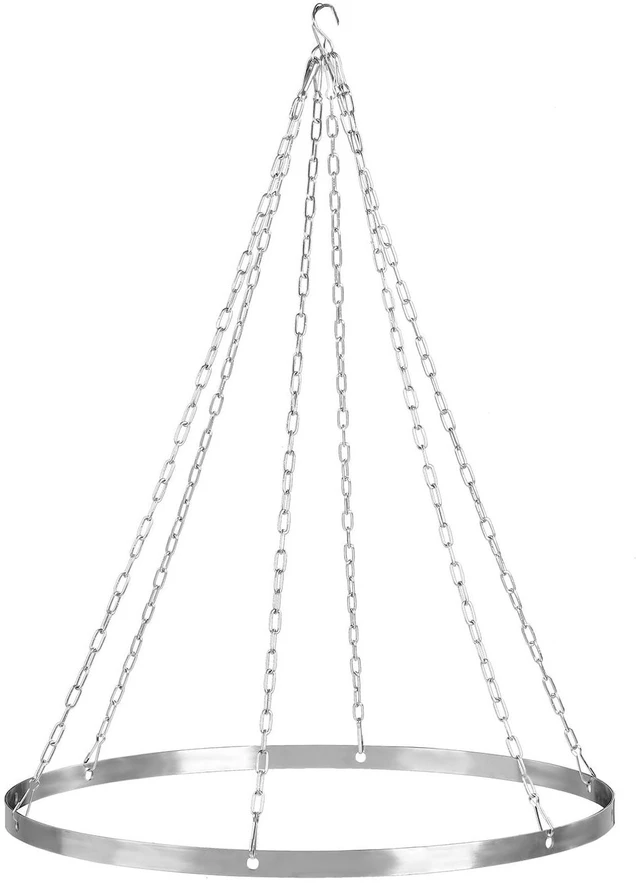 Main image of 24 Inches Silver Metallic Ceiling Drapes Hanging Kit for 6 Panels Wedding Drapes Decorations Canopy Hoop Metal Hardware Kit