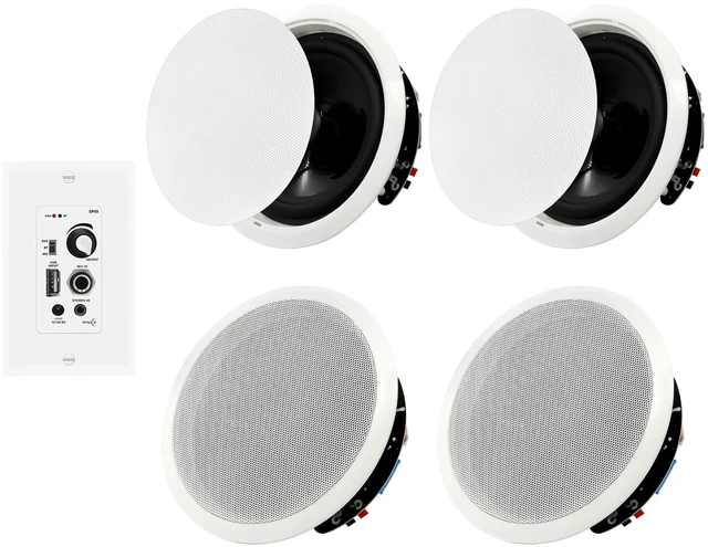 Main image of 6.5'' Bluetooth in Ceiling Speakers with Wall Amplifier Receiver 600W Flush Mount Ceiling & in-Wall Speaker System for Home Theater Office Bathroom Living Room Kitchen(2Pairs)