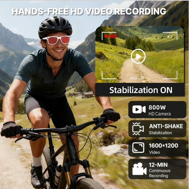 Alt view image 3 of 6 - Sunglasses with Camera for Women, 12-Min Video Recording 8MP 1200P HD UV400 | Bluetooth Smart Glasses with Dual Mic Calls and Open Ear Audio,32G AI Voice Assistant,Beach Vacation,Driving and Hiking
