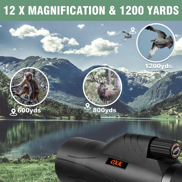 Alt view image 5 of 6 - 12x56 High Power Monocular Telescope with Smartphone Adapter Tripod, Black | Larger Vision Monoculars for Adults with BAK4 Prism & FMC Lens, Suitable for Bird Watching Hunting Hiking Camping Travel