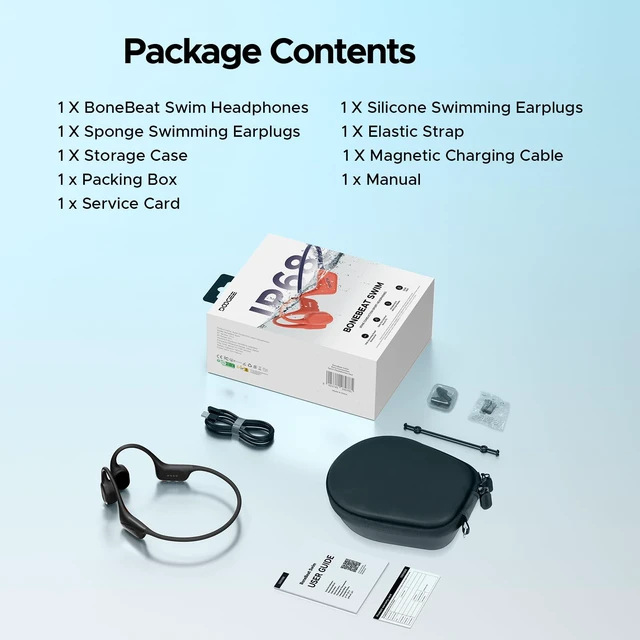 Alt view image 6 of 6 - Bone Conduction Headphones, IP68 Waterproof Swimming Earbuds, 10-Hour Battery Life, Bluetooth 5.4 Wireless, 32 GB Storage, MP3 Mode, Ideal for Cycling, Swimming, and Fitness (Black)