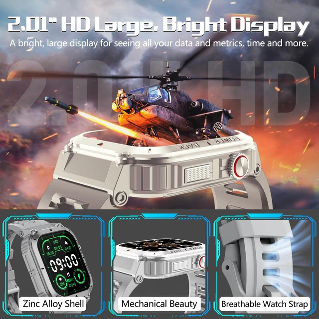 Alt view image 6 of 6 - Military Smart Watch with GPS and Map(Answer/Make Call), Smartwatches with Health Monitor, Compass/Altitude/Air Pressure,100+ Sport Modes, Fitness Tracker for Android/iPhone (with GPS+Map, Gray)