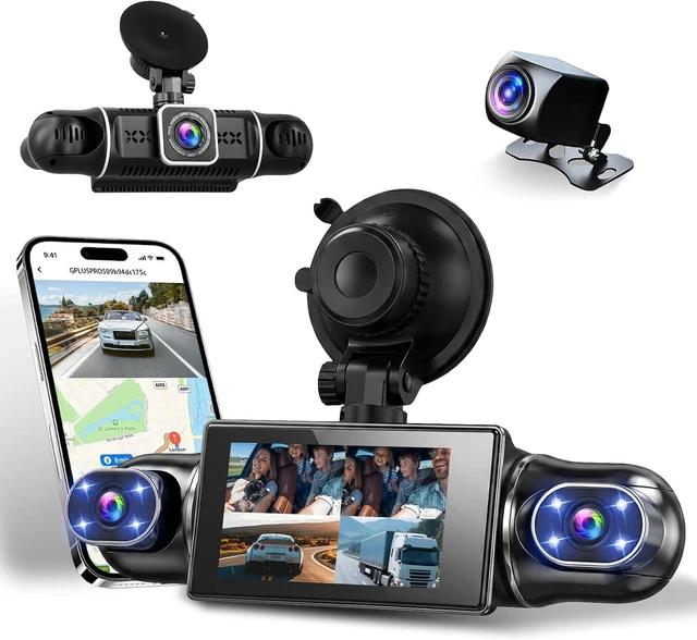 Main image of 360° Dash Cam for Car, 4-Channel, WiFi&APP, 2K+1080P x3 Front Rear Inside | FHD 4-Way Recording, 8 IR Lights Night Vision, Wide Angle, G-Sensor, Includes 64GB microSD Card, 24/7 Parking Mode