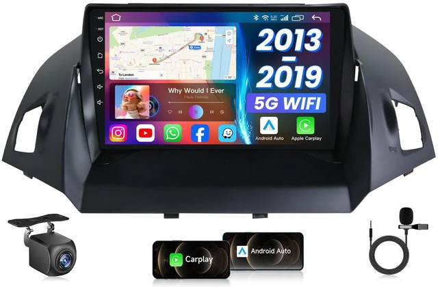 Main image of Android 13 Car Radio Stereo for Ford Escape 20132019, 9" 1280×800 Touch Screen Head Unit (4-Core + 64G ROM, 5G WiFi) with Wireless CarPlay & Android Auto, Bluetooth, GPS, DSP EQ, Backup