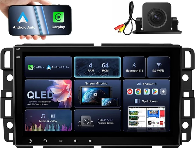 Main image of 8 Inch Car Radio Stereo Upgrade 4Ram 64Rom Android 13 for Chevy Silverado GMC Sierra Yukon with CarPlay Android Auto 1080P Backup Camera/BT5.4/AirPlay/AM+FM