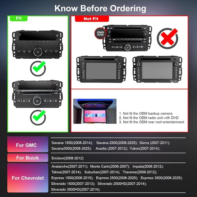 Alt view image 2 of 5 - 8 Inch Car Radio Stereo Upgrade 4Ram 64Rom Android 13 for Chevy Silverado GMC Sierra Yukon with CarPlay Android Auto 1080P Backup Camera/BT5.4/AirPlay/AM+FM
