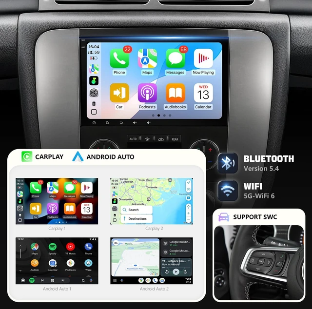 Alt view image 4 of 5 - 8 Inch Car Radio Stereo Upgrade 4Ram 64Rom Android 13 for Chevy Silverado GMC Sierra Yukon with CarPlay Android Auto 1080P Backup Camera/BT5.4/AirPlay/AM+FM