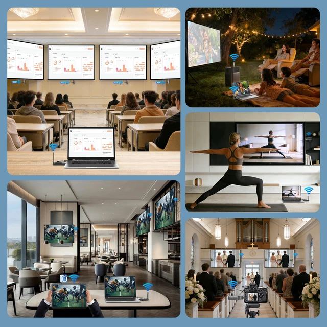 Alt view image 5 of 6 - 2027 New Wireless HDMI Transmitter and 2 Recievers | Up to 6 RXs, 328FT Range, 4K to 1080P@60Hz, 5.8GHz, Plug and Play, for Laptop/Camera/Cable Box Streaming to Multiple Screens