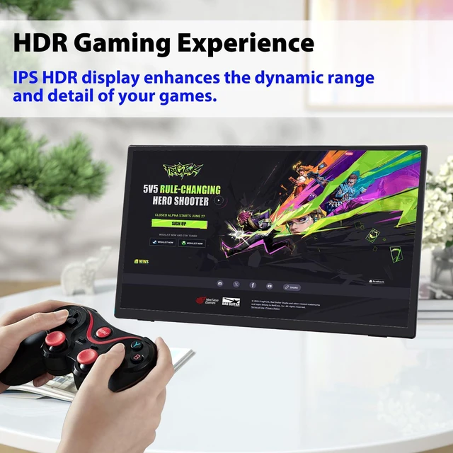 Alt view image 6 of 6 - 18.5 inch Portable Monitor 1920x1080 IPS Touchscreen 120HZ 1080P Touch Display with HDMI USB-C, Built-in Speakers, Kickstand VESA for Xbox PS4/5 Laptop Mac PC
