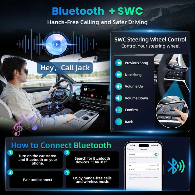 Alt view image 3 of 6 - Android 15 Car Radio Stereo for Toyota Corolla 2014-2016 | 10-Inch 1280*800 IPS Touchscreen Upgrade Wireless Carplay Android Auto Bluetooth5.0 GPS 5G WiFi 1080P Backup Camera FM SWC
