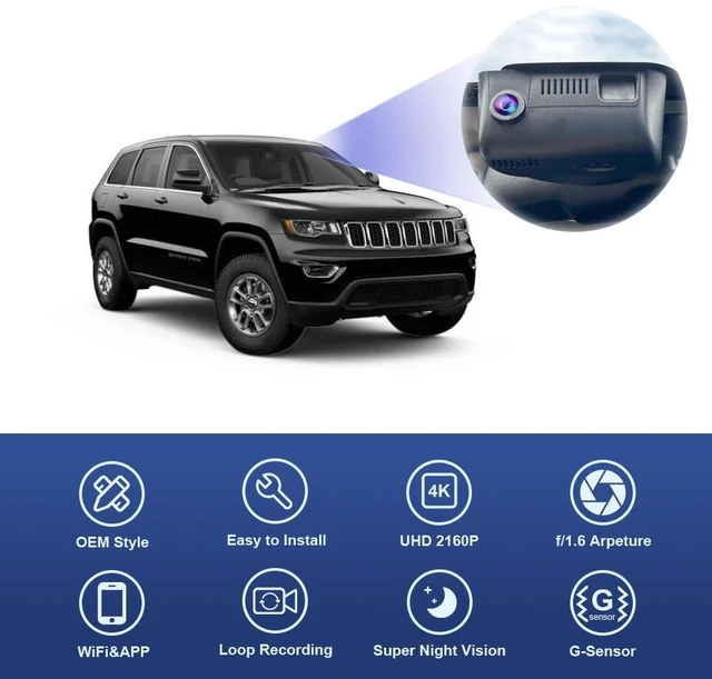 Alt view image 3 of 6 - 4K Dash Cam Suitable for Jeep Grand Cherokee 2018-2021 & SRT (HD2-D7600), OEM Factory Look, UHD 2160P Video, Built-in WiFi & APP, Loop Recording, Gravity Sensor, Easy to Install, 64GB Card